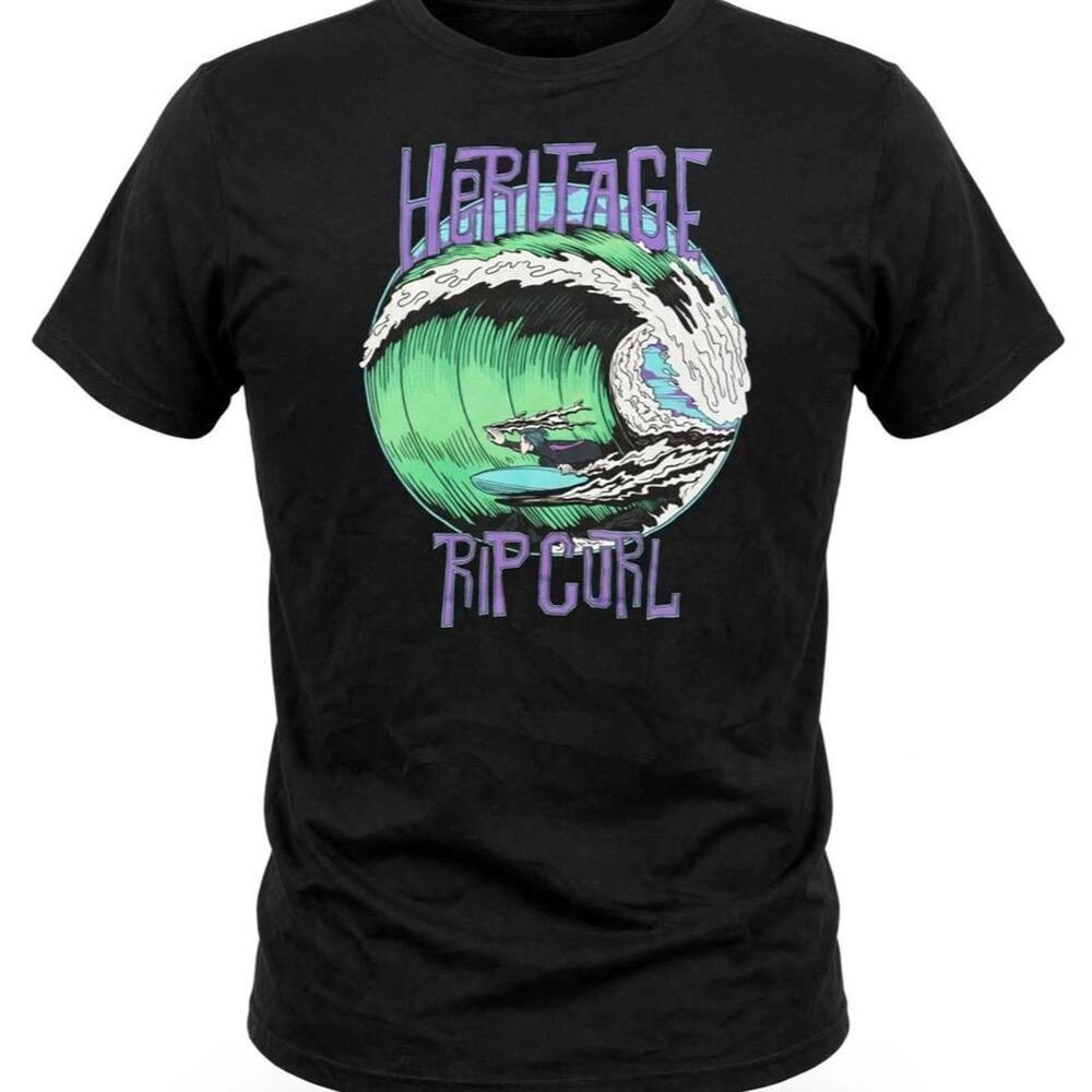 Rip Curl Shirt Mens L Black Heritage Relaxed Fit